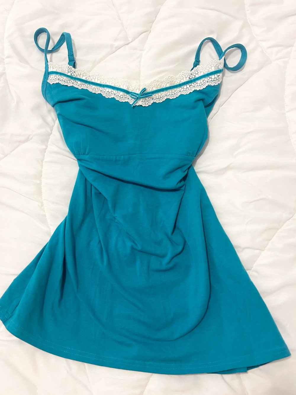 Women’s Teal Lace-Trim tank
